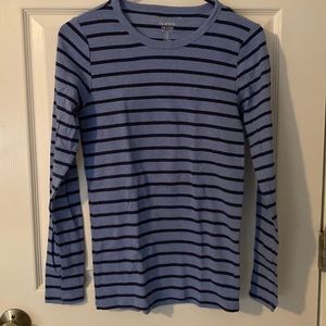 Blue and navy striped long sleeve shirt